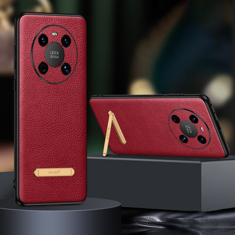 For Huawei Mate 40 SULADA Invisible Bracket Leather Back Cover Phone Case