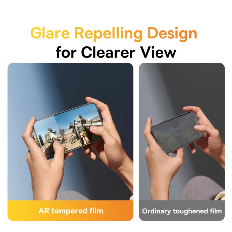 For iPhone 14 / 13 Pro / 13 2pcs Baseus 0.3mm Glare Repelling Full-Coverage HD Tempered Glass Screen Protector