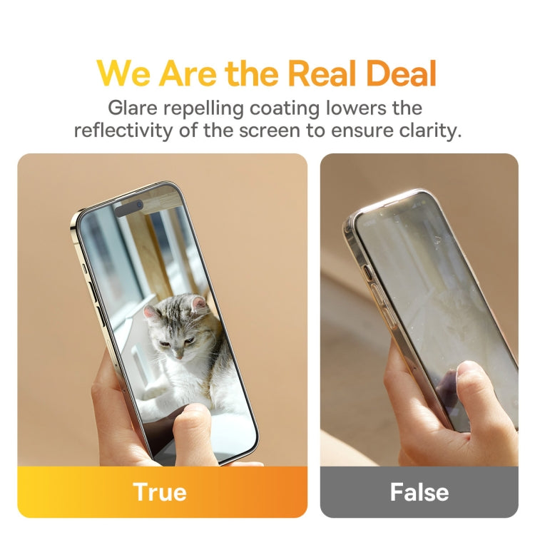 For iPhone 14 Plus / 13 Pro Max 2pcs Baseus 0.3mm Glare Repelling Full-Coverage HD Tempered Glass Screen Protector