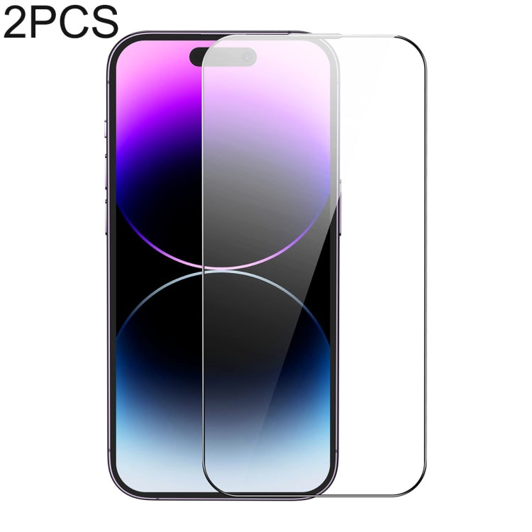 For iPhone 14 Pro 2pcs Baseus 0.3mm Glare Repelling Full-Coverage HD Tempered Glass Screen Protector
