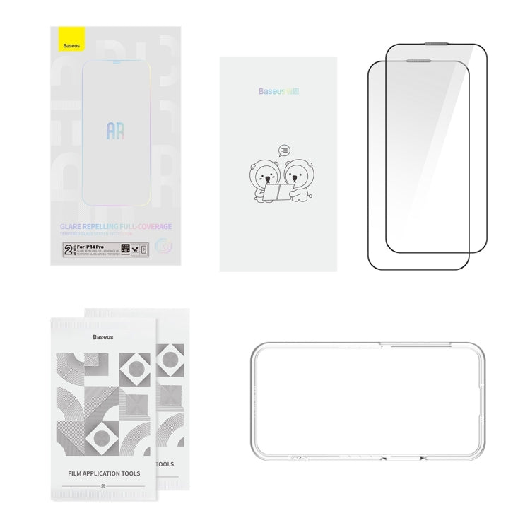 For iPhone 14 Pro 2pcs Baseus 0.3mm Glare Repelling Full-Coverage HD Tempered Glass Screen Protector