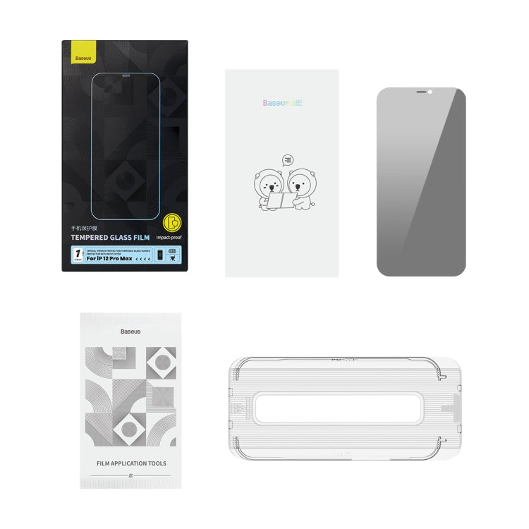 For iPhone 12 Pro Max Baseus 0.3mm Crystal Privacy Protection Tempered Glass Screen Protector with Dust Filter