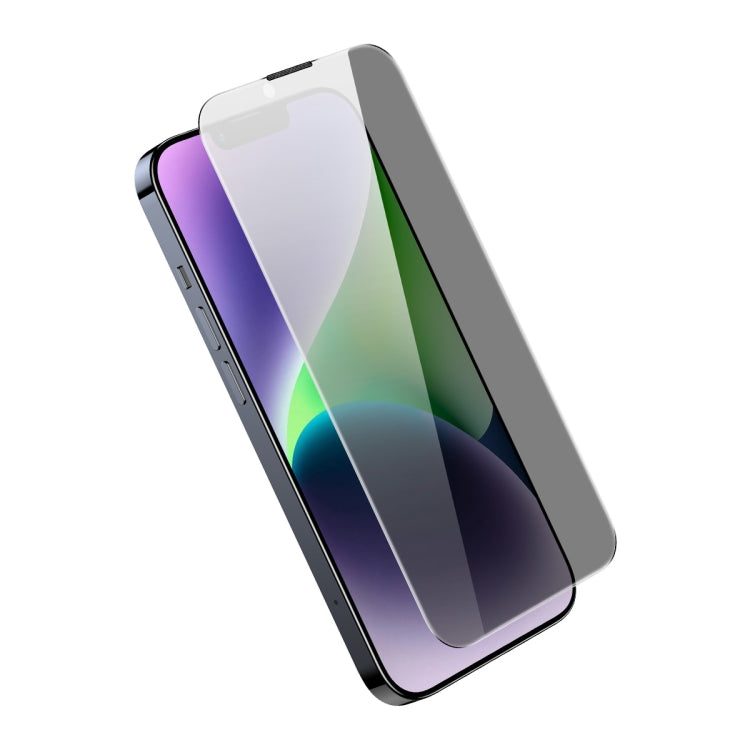 For iPhone 14 Plus / 13 Pro Max Baseus 0.3mm Crystal Privacy Protection Tempered Glass Screen Protector with Dust Filter