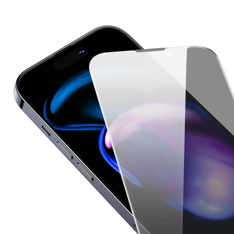 For iPhone 14 Pro Baseus 0.3mm Crystal Privacy Protection Tempered Glass Screen Protector with Dust Filter