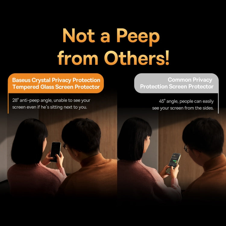 For iPhone 14 Pro Baseus 0.3mm Crystal Privacy Protection Tempered Glass Screen Protector with Dust Filter