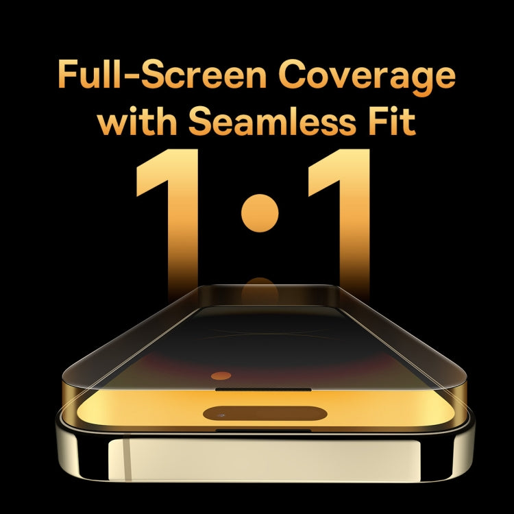 For iPhone 14 Pro Baseus 0.3mm Crystal Privacy Protection Tempered Glass Screen Protector with Dust Filter