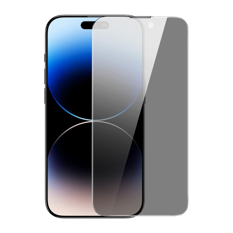 For iPhone 14 Pro Max Baseus 0.3mm Crystal Privacy Protection Tempered Glass Screen Protector with Dust Filter