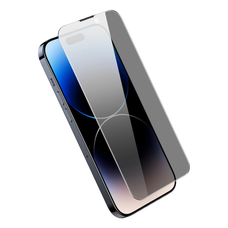 For iPhone 14 Pro Max Baseus 0.3mm Crystal Privacy Protection Tempered Glass Screen Protector with Dust Filter
