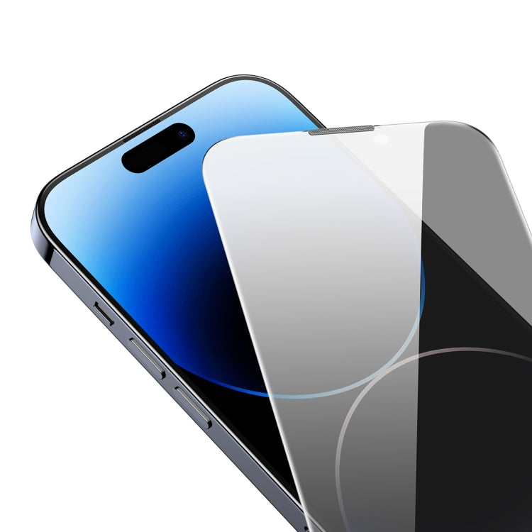 For iPhone 14 Pro Max Baseus 0.3mm Crystal Privacy Protection Tempered Glass Screen Protector with Dust Filter