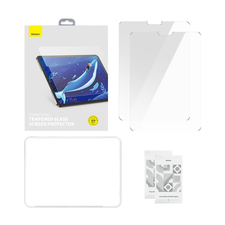 For iPad Pro 12.9 2018/2020/2021 2pcs Baseus Crystal Series 0.3mm HD Tempered Glass Screen Protector