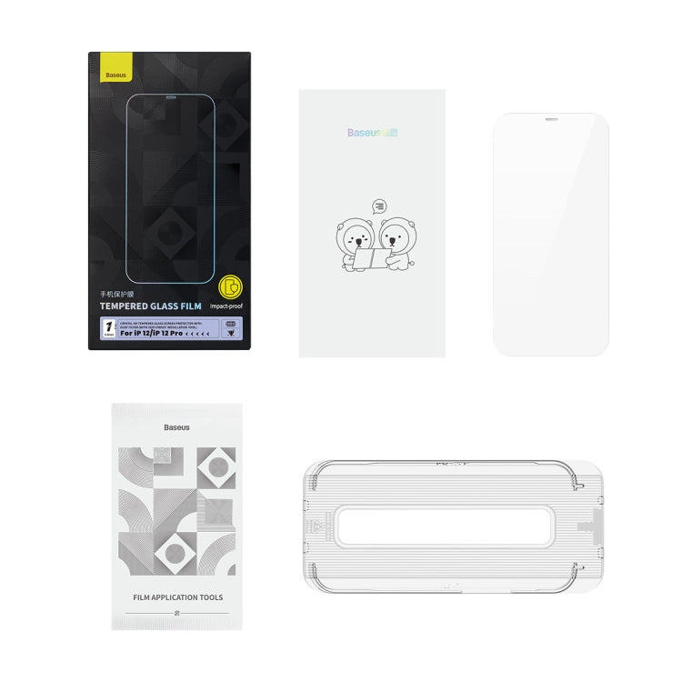For iPhone 12/12 Pro Baseus 0.3mm Crystal HD Tempered Glass Screen Protector with Dust Filter
