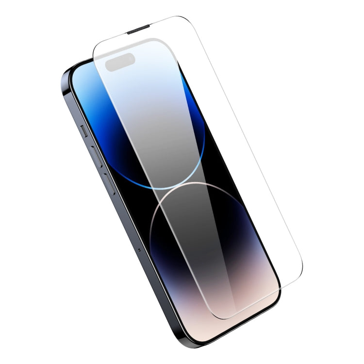 For iPhone 14 Pro Max Baseus 0.3mm Crystal HD Tempered Glass Screen Protector with Dust Filter