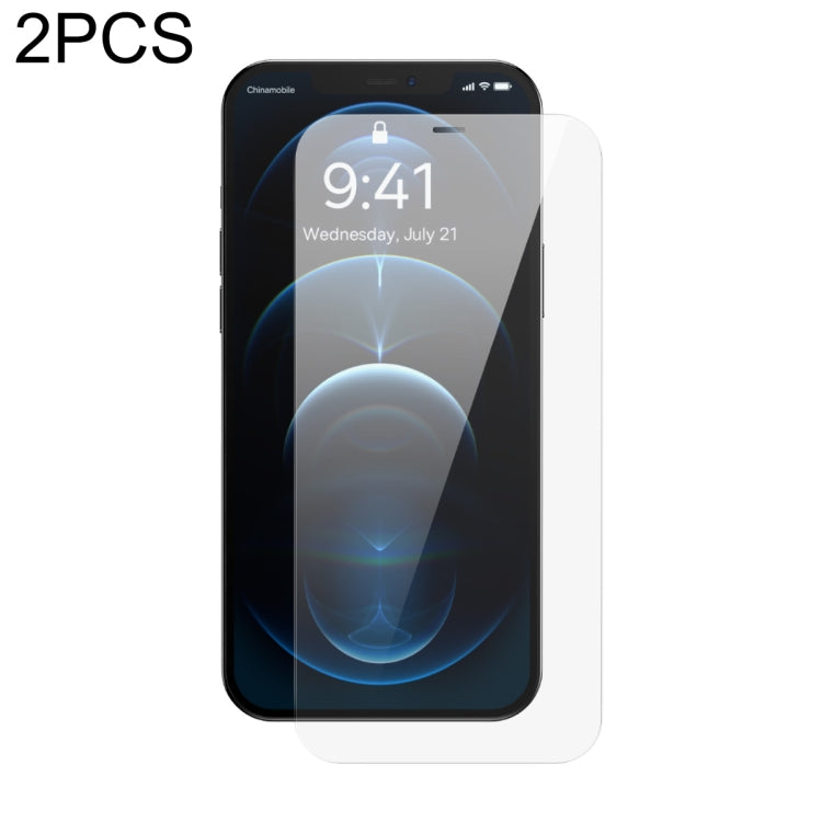 For iPhone 12 Pro Max 2pcs Baseus 0.3mm Crystal HD Tempered Glass Screen Protector with Dust Filter