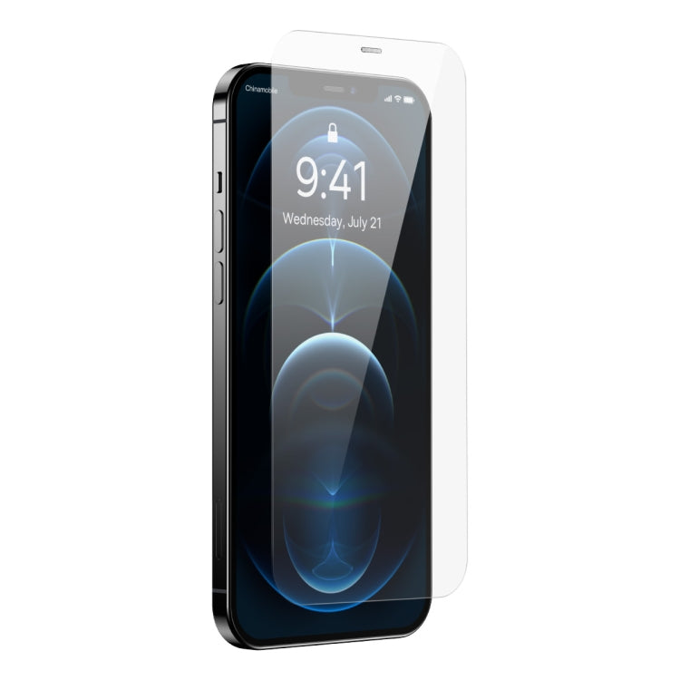 For iPhone 12 Pro Max 2pcs Baseus 0.3mm Crystal HD Tempered Glass Screen Protector with Dust Filter