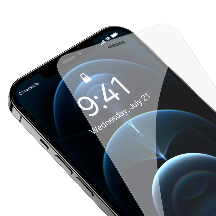 For iPhone 12 Pro Max 2pcs Baseus 0.3mm Crystal HD Tempered Glass Screen Protector with Dust Filter