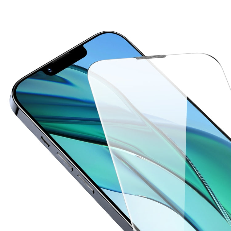 For iPhone 14 / 13 Pro / 13 2pcs Baseus 0.3mm Crystal HD Tempered Glass Screen Protector with Dust Filter