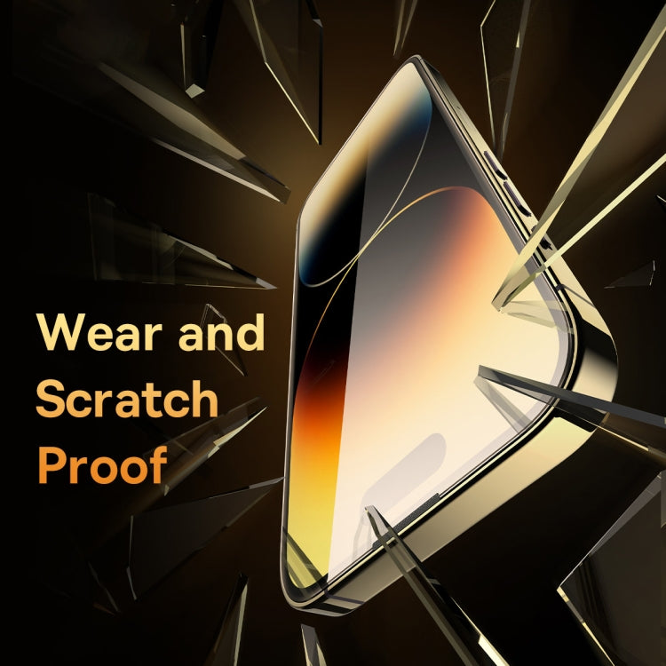 For iPhone 14 Plus / 13 Pro Max 2pcs Baseus 0.3mm Crystal HD Tempered Glass Screen Protector with Dust Filter