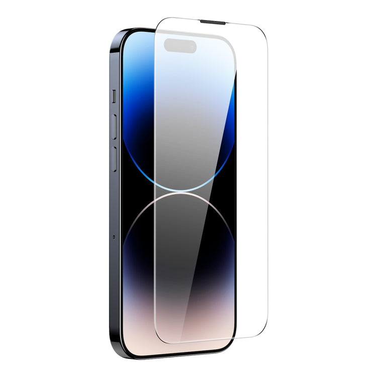 For iPhone 14 Pro Max 2pcs Baseus 0.3mm Crystal HD Tempered Glass Screen Protector with Dust Filter