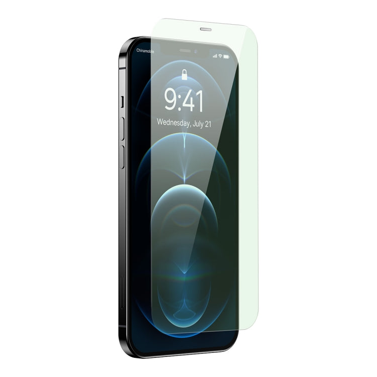For iPhone 12 Pro Max Baseus 0.3mm Eye-Protection Crystal Tempered Glass Screen Protector with Dust Filter