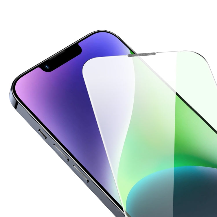For iPhone 14 Plus / 13 Pro Max Baseus 0.3mm Eye-Protection Crystal Tempered Glass Screen Protector with Dust Filter