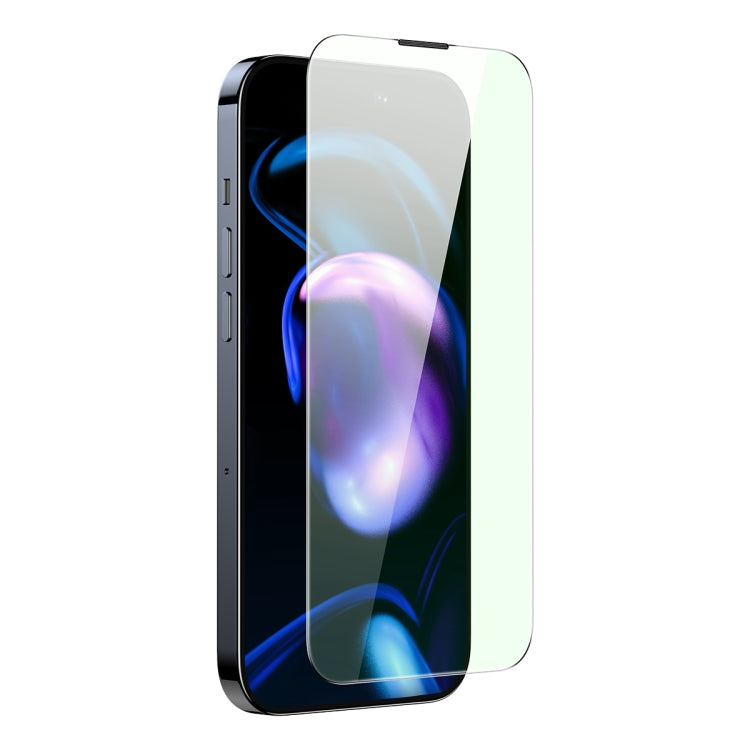 For iPhone 14 Pro Baseus 0.3mm Eye-Protection Crystal Tempered Glass Screen Protector with Dust Filter