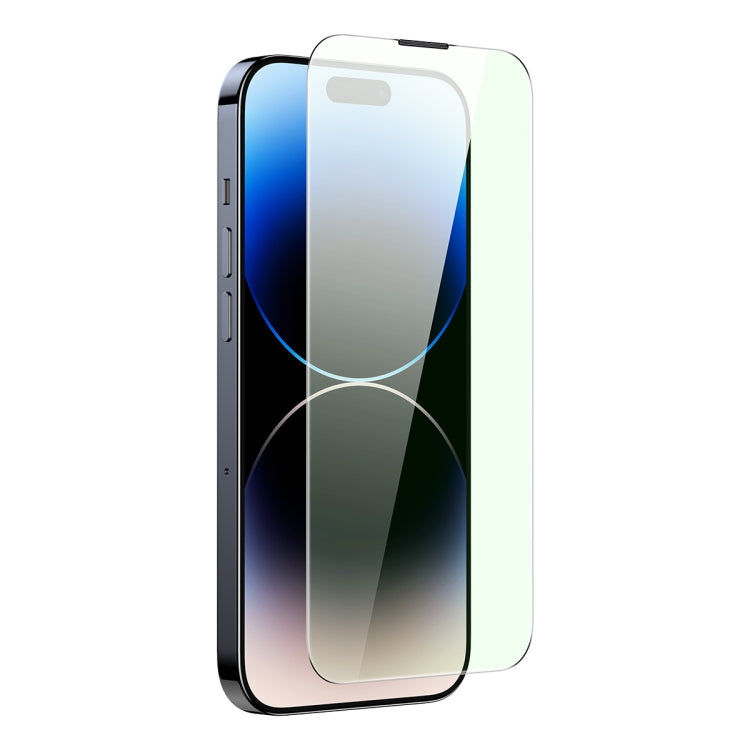 For iPhone 14 Pro Max Baseus 0.3mm Eye-Protection Crystal Tempered Glass Screen Protector with Dust Filter