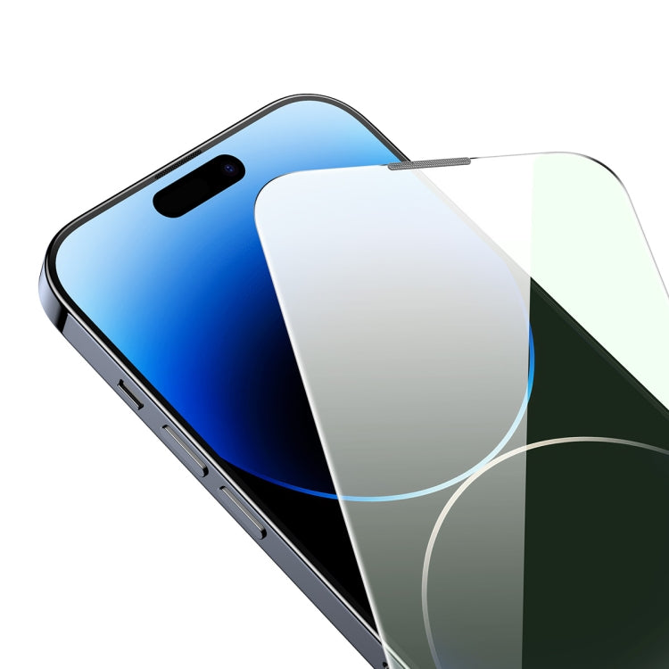 For iPhone 14 Pro Max Baseus 0.3mm Eye-Protection Crystal Tempered Glass Screen Protector with Dust Filter