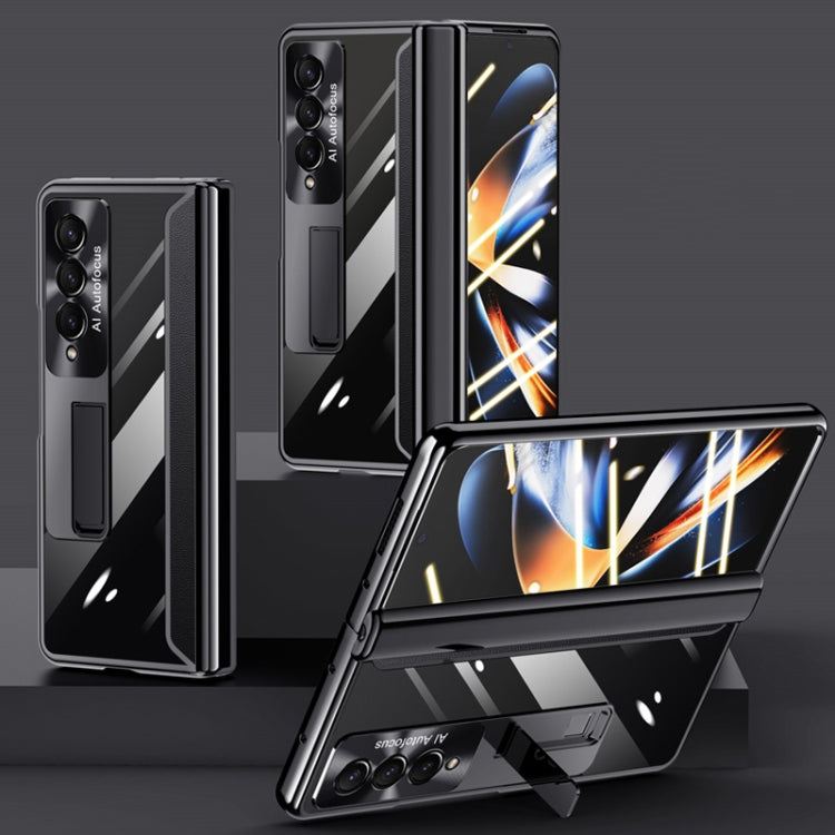 For Samsung Galaxy Z Fold4 Full Body Electroplating Hinge Phone Case(Black)