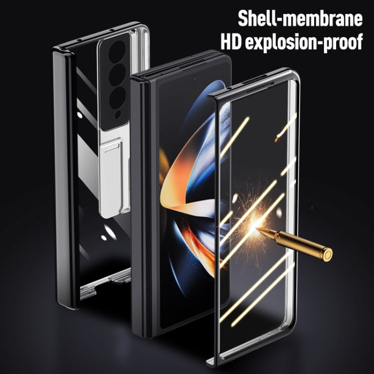 For Samsung Galaxy Z Fold4 Full Body Electroplating Hinge Phone Case(Black)