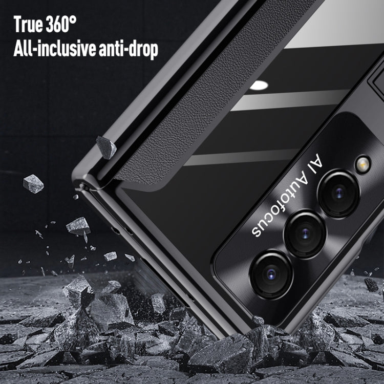 For Samsung Galaxy Z Fold4 Full Body Electroplating Hinge Phone Case(Black)