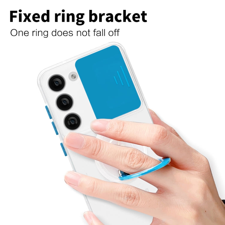 For Samsung Galaxy S23 5G Sliding Camera Cover Design Phone Case with Ring Holder
