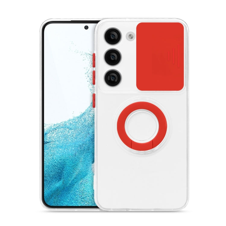 For Samsung Galaxy S23+ 5G Sliding Camera Cover Design Phone Case with Ring Holder