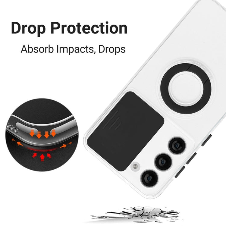 For Samsung Galaxy S23+ 5G Sliding Camera Cover Design Phone Case with Ring Holder