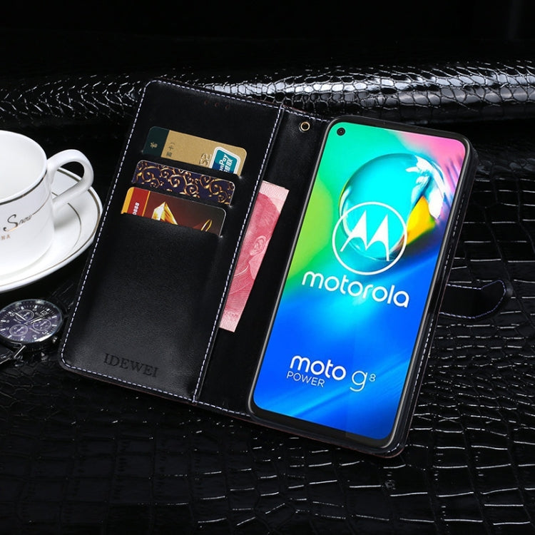 For Motorola Moto G8 Power idewei Crocodile Texture Horizontal Flip Leather Case with Holder & Card Slots & Wallet