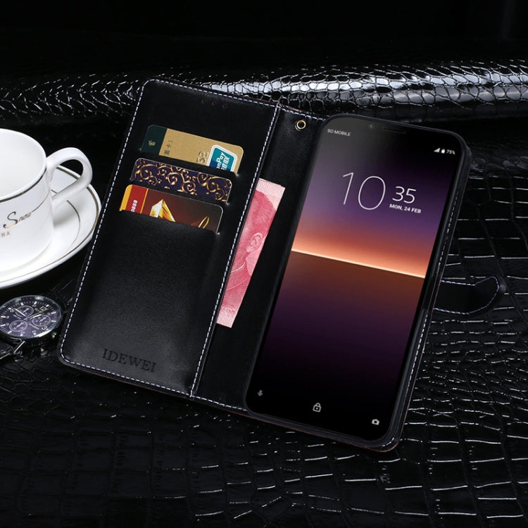 For Sony Xperia 10 II idewei Crocodile Texture Horizontal Flip Leather Case with Holder & Card Slots & Wallet