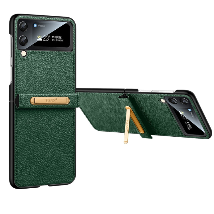 For Samsung Galaxy Z Flip4 SULADA Invisible Bracket Leather Back Cover Phone Case