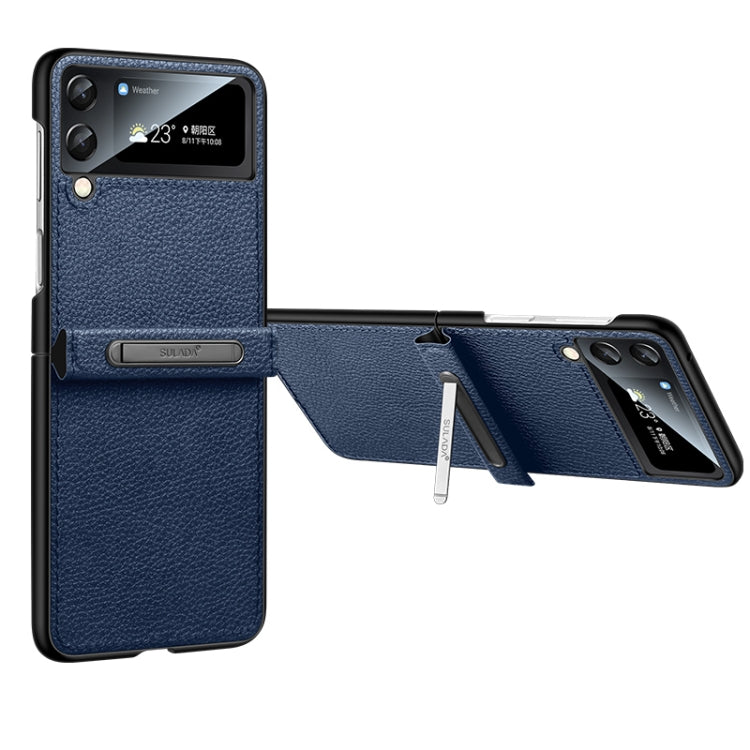 For Samsung Galaxy Z Flip4 SULADA Invisible Bracket Leather Back Cover Phone Case