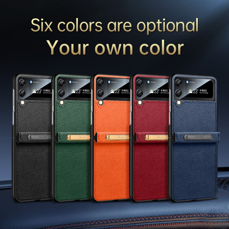 For Samsung Galaxy Z Flip4 SULADA Invisible Bracket Leather Back Cover Phone Case