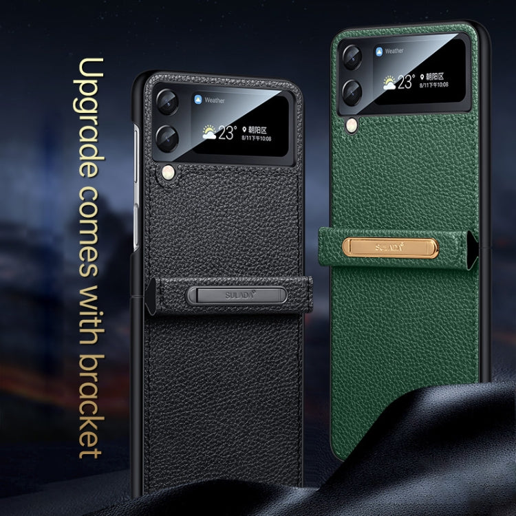 For Samsung Galaxy Z Flip4 SULADA Invisible Bracket Leather Back Cover Phone Case
