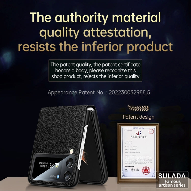 For Samsung Galaxy Z Flip4 SULADA Invisible Bracket Leather Back Cover Phone Case