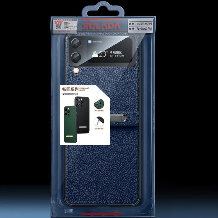 For Samsung Galaxy Z Flip4 SULADA Invisible Bracket Leather Back Cover Phone Case
