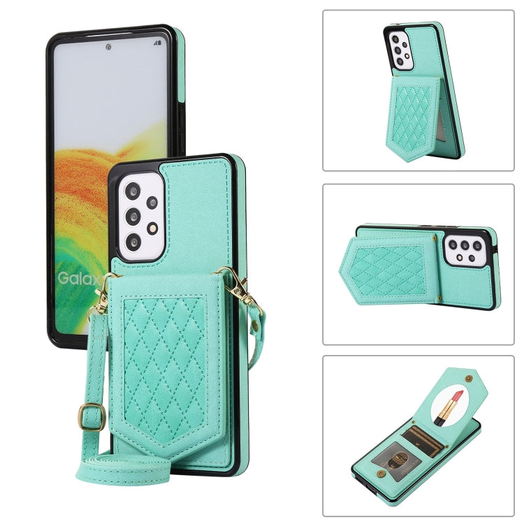 For Samsung Galaxy A52 5G / 4G / A52s Rhombic Texture RFID Phone Case with Lanyard & Mirror