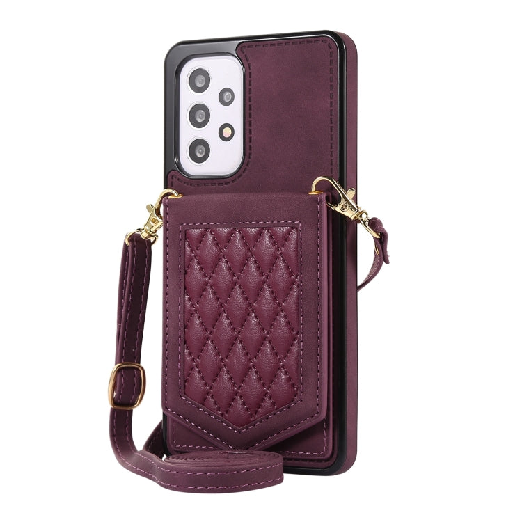 For Samsung Galaxy A52 5G / 4G / A52s Rhombic Texture RFID Phone Case with Lanyard & Mirror