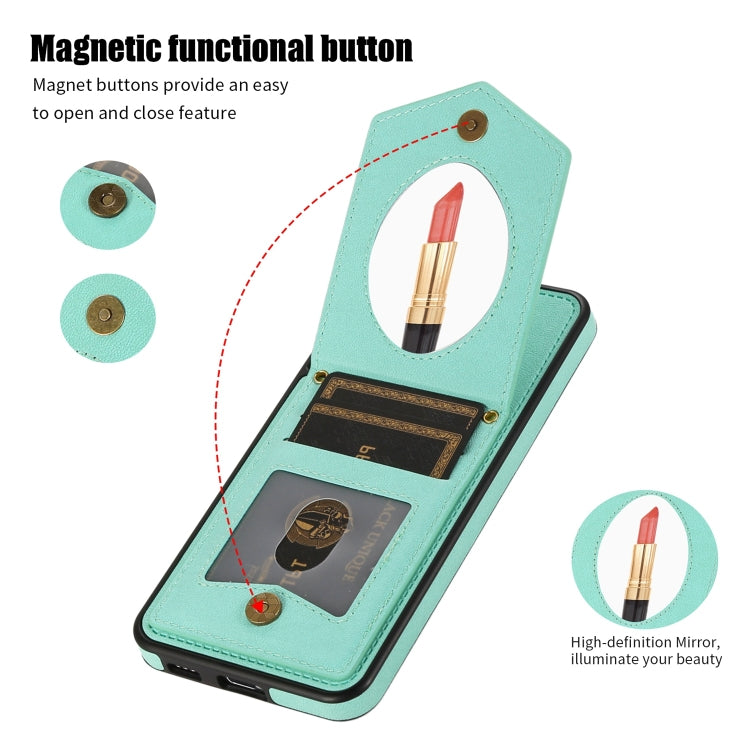 For Samsung Galaxy S20 FE Rhombic Texture RFID Phone Case with Lanyard & Mirror