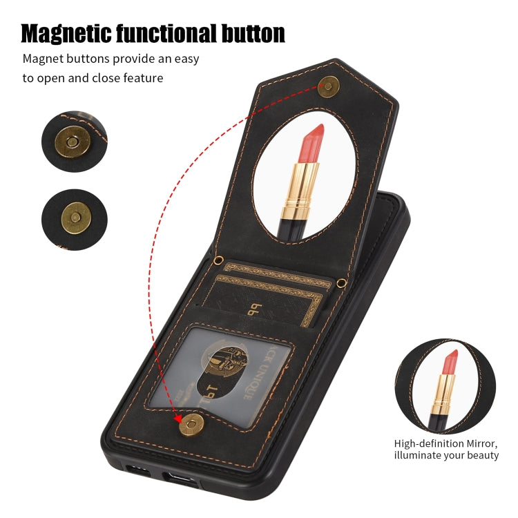 For Samsung Galaxy S20 FE Rhombic Texture RFID Phone Case with Lanyard & Mirror