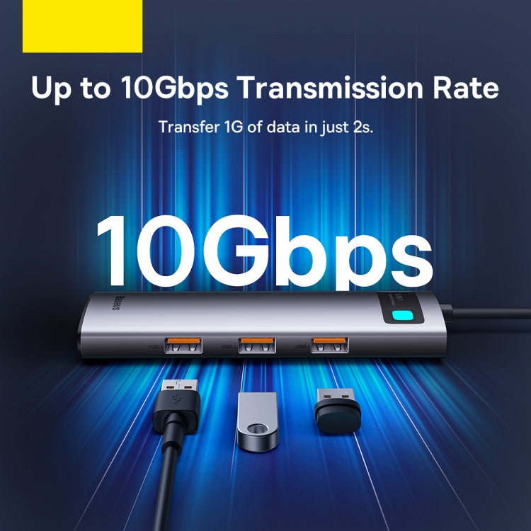 Baseus StarJoy Multifunctional 10Gbps 8-Port USB-C / Type-C HUB Adapter(Grey)