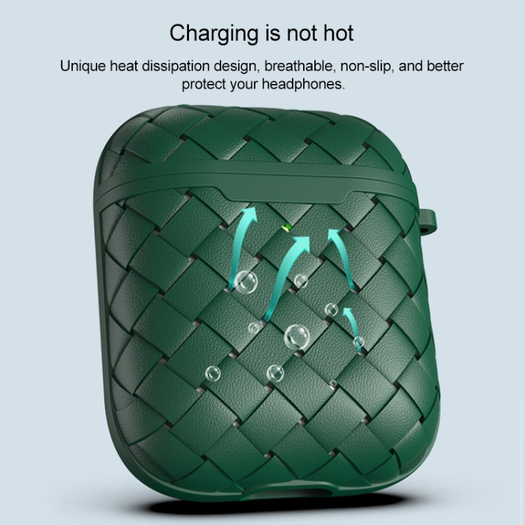 For AirPods 1 / 2 Weave Texture TPU Wireless Earphone Protective Case