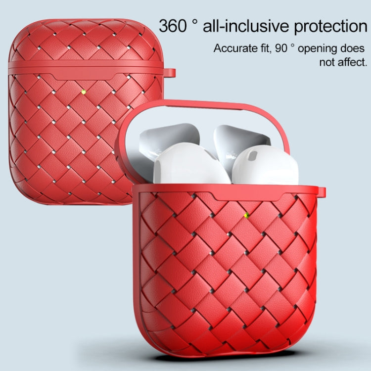 For AirPods 1 / 2 Weave Texture TPU Wireless Earphone Protective Case