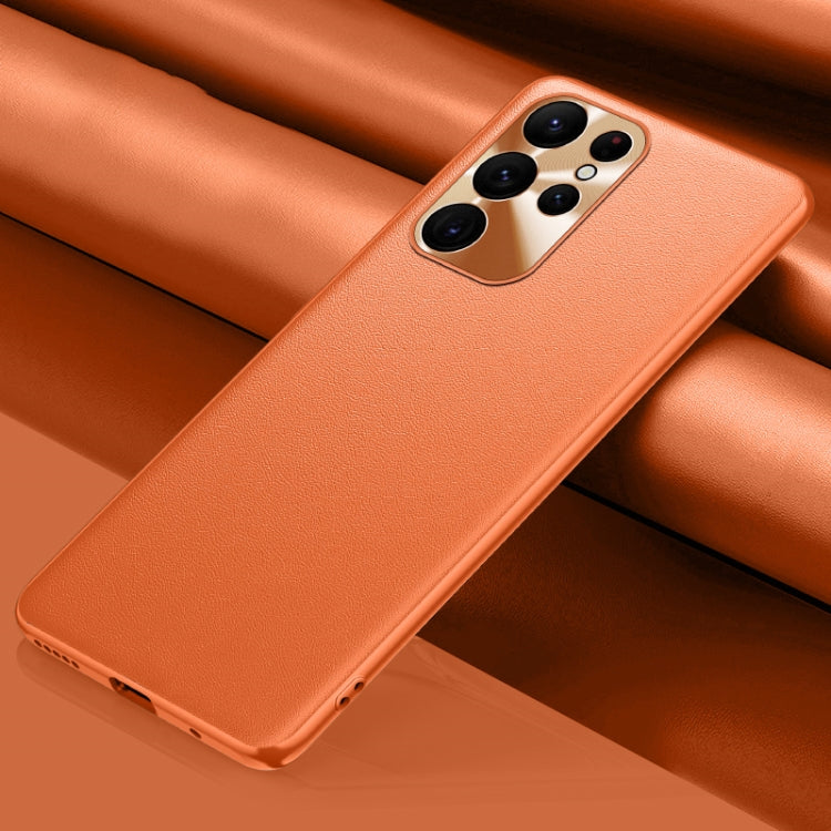 For Samsung Galaxy S23 Ultra 5G Plain Skin Leather Phone Case