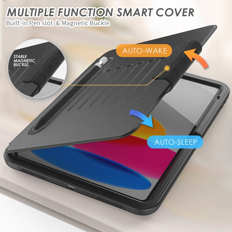 For iPad 10th Gen 10.9 2022 PC + TPU + PU Protective Tablet Case with Pen Slot / Sleep / Wake-up Function